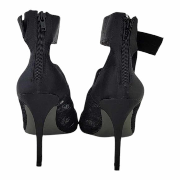 NEW Charles David Black Sateen Bow and Mesh Heels Sz 6.5 - Picture 5 of 10
